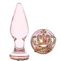 PLUG ANAL DE VIDRIO ROSADO CORONA